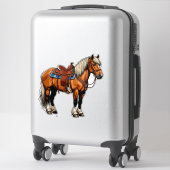Sticker Cheval Brun Avec Selle (Sur valise)
