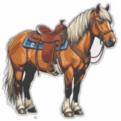 Sticker Cheval Brun Avec Selle (Devant)