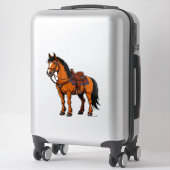 Sticker Cheval Brun Avec Selle (Sur valise)