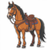 Sticker Cheval Brun Avec Selle (Devant)