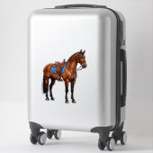 Sticker Cheval Brun Avec Selle (Sur valise)