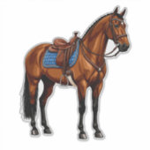 Sticker Cheval Brun Avec Selle (Devant)
