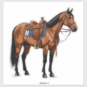 Sticker Cheval Brun Avec Selle
