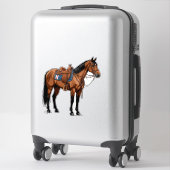 Sticker 🐎 Cheval Brun Avec Selle Pour Cavaliers  (Sur valise)