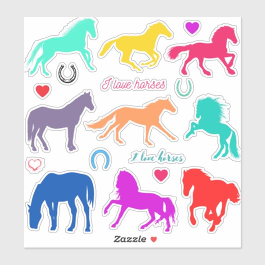 Sticker Cheval coloré (Feuille)