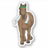 Sticker Cheval comme coureur avec serviette (Devant)