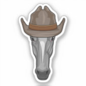 Sticker Cheval comme Cowboy avec Casquette (Recto)