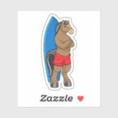 Sticker Cheval comme Surfer avec Surfboard (Feuille)