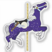 Sticker Cheval de carrousel avec conception ciel de nuit (Devant)