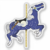 Sticker Cheval de carrousel avec motif de ciel nocturne (Devant)
