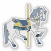 Sticker Cheval de carrousel bleu et blanc (Devant)