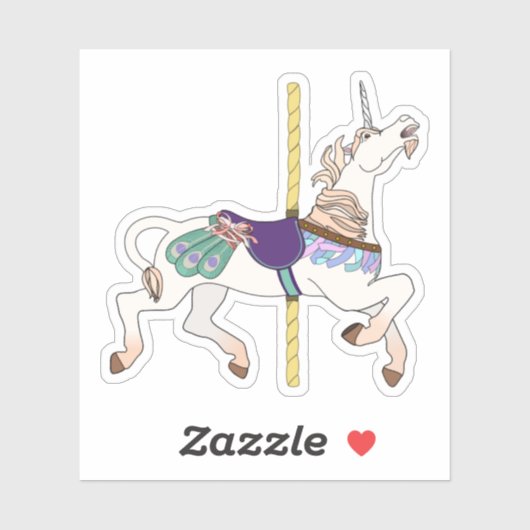 Sticker Cheval de carrousel licorne (Feuille)