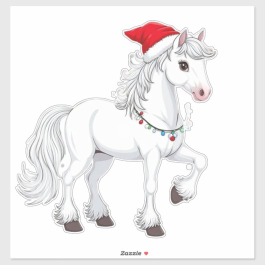 Sticker Cheval de dessin animé de Noël (Feuille)