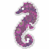 Sticker Cheval de mer fragile rose et violet (Devant)