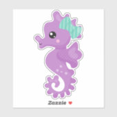 Sticker Cheval de mer mignon, Cheval de mer mauve, Ruban, (Feuille)