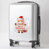 Sticker Cheval de Noël joyeux avec bannière (Sur valise)