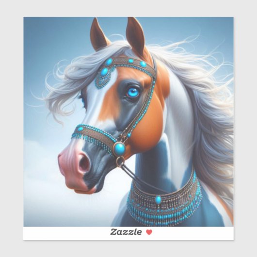 Sticker Cheval de peinture arabe (Feuille)