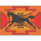 Sticker Cheval de style des plaines amérindiennes avec bac (Devant)