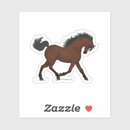 Sticker Cheval de Trotting Bay avec Blaze Pony Equestrio (Feuille)