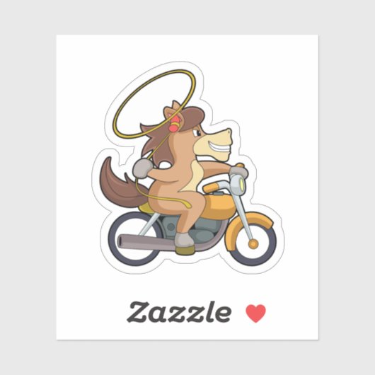 Sticker Cheval en Cowboy avec Lasso & Motorcycle (Feuille)
