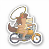 Sticker Cheval en Cowboy avec Lasso & Motorcycle (Devant)
