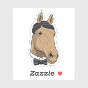 Sticker Cheval en Gentleman avec cravate de Bow