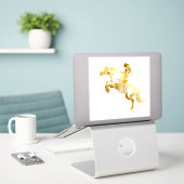 Sticker Cheval et Cavalier Dorés Abstraits (Ordinateur portable sur le bureau)