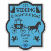 Sticker Cheval Et Panier Romantique Mariage (Devant)