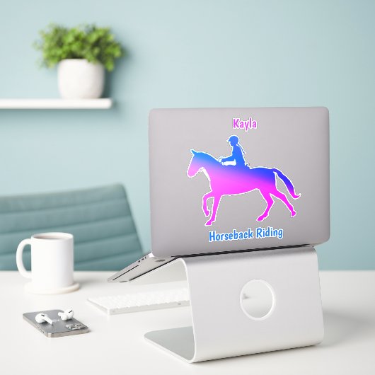 Sticker Cheval fille (Ordinateur portable sur le bureau)