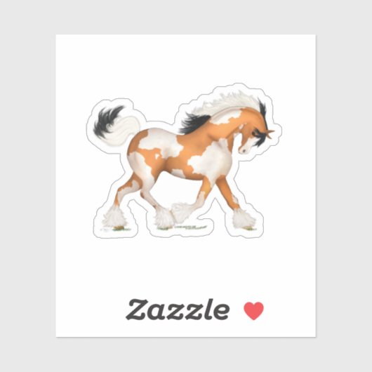 Sticker Cheval Gitan Overo Pinto Doré Équestre (Feuille)