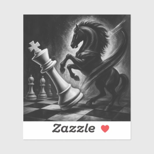 Sticker Cheval Noir Dramatique vs Roi - Oeuvre audacieuse  (Feuille)