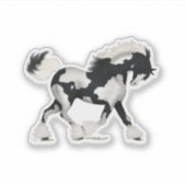 Sticker Cheval noir et blanc Overch Gypsy Vanner Pony (Devant)