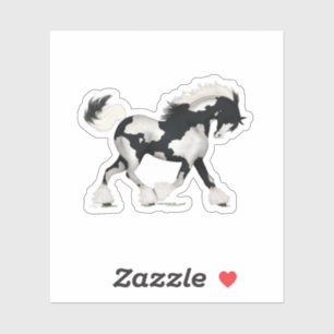 Sticker Cheval noir et blanc Overch Gypsy Vanner Pony