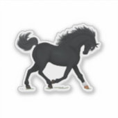 Sticker Cheval Noir Trotting Avec Star & Sock Beauté Noire (Devant)