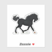 Sticker Cheval Noir Trotting Avec Star & Sock Beauté Noire (Feuille)