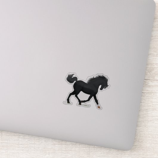 Sticker Cheval Noir Trotting Avec Star & Sock Beauté Noire (Détail)