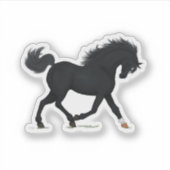 Sticker Cheval Noir Trotting Avec Star & Sock Beauté Noire (Devant)