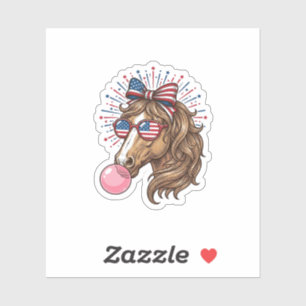 Sticker Cheval Patriotique Bubble Gum Vintage Vector T-Shi