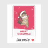 Sticker Cheval Pony Noël Neige Hiver Animaux Chevaux St (Feuille)