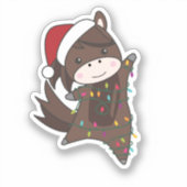 Sticker Cheval Pony Noël Neige Hiver Animaux Chevaux St (Recto)