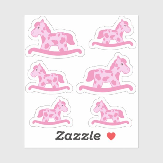 Sticker Cheval Rose Cute Dessin Enfants (Feuille)
