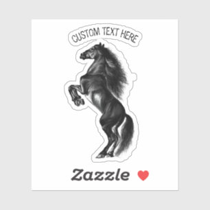 Sticker Cheval sauvage noir dressé - Dessin noir et blanc