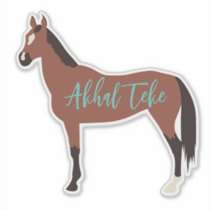 Sticker Cheval Teke de la baie personnalisée Akhal Silhoue