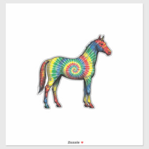 Sticker Cheval Tie Dye Gravure Vintage Art Vectoriel