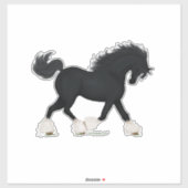Sticker Cheval Trotting noir avec lame (Feuille)