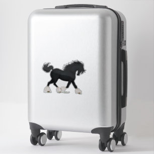 Sticker Cheval Trotting noir avec lame