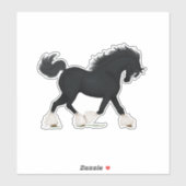 Sticker Cheval Trotting noir avec lame (Feuille)