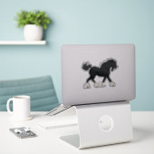Sticker Cheval Trotting noir avec lame (Ordinateur portable sur le bureau)