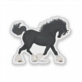 Sticker Cheval Trotting noir avec lame (Devant)