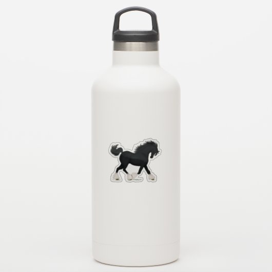 Sticker Cheval Trotting noir avec lame (Gourde)